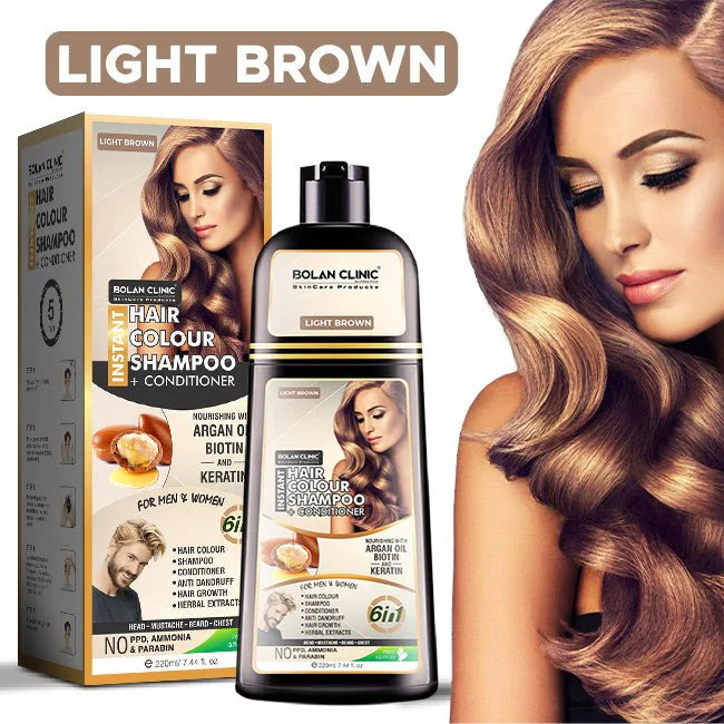 Instant Hair Color Shampoo Light Brown 220ml Chiltan Pure