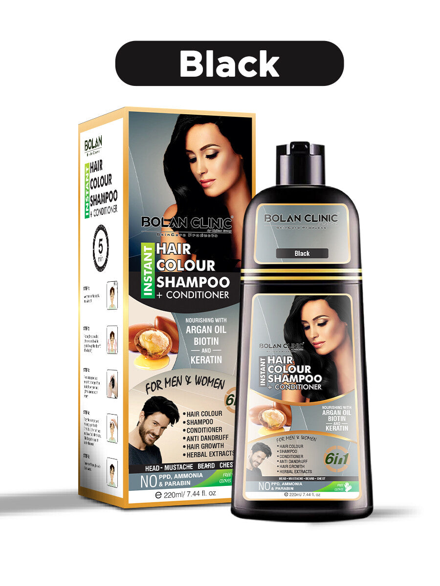 Instant Hair Color Shampoo Black 220ml Chiltan Pure