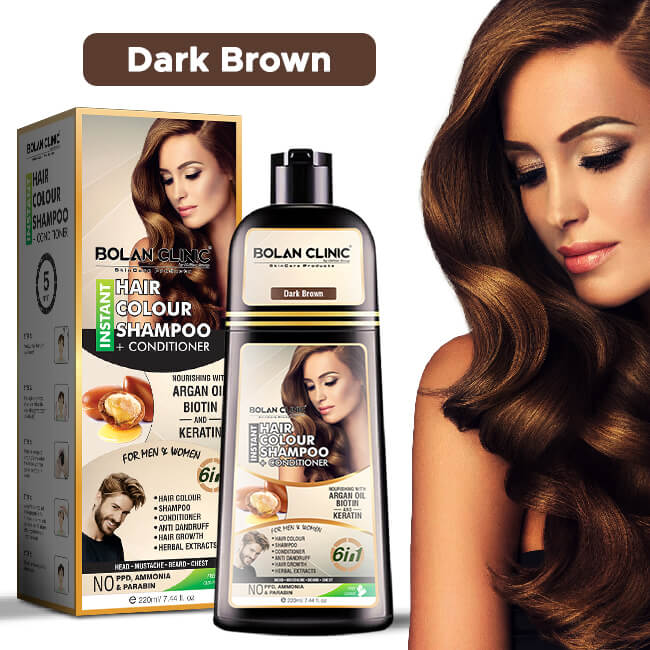 Instant Hair Color Shampoo Dark Brown 220ml Chiltan Pure