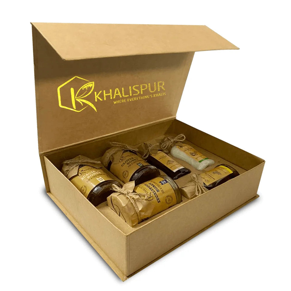 Raw Honey & Oil Gift Box - Gold Khalis Pur