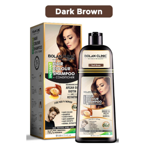 Instant Hair Color Shampoo Dark Brown 220ml Chiltan Pure