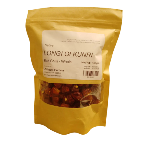 Native Red Chilli (Whole) LONGI Of KUNRI 100gm Dilazak Foods